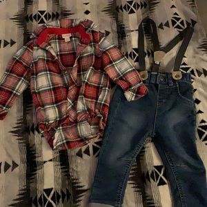 Car and jack suspender holiday outfit